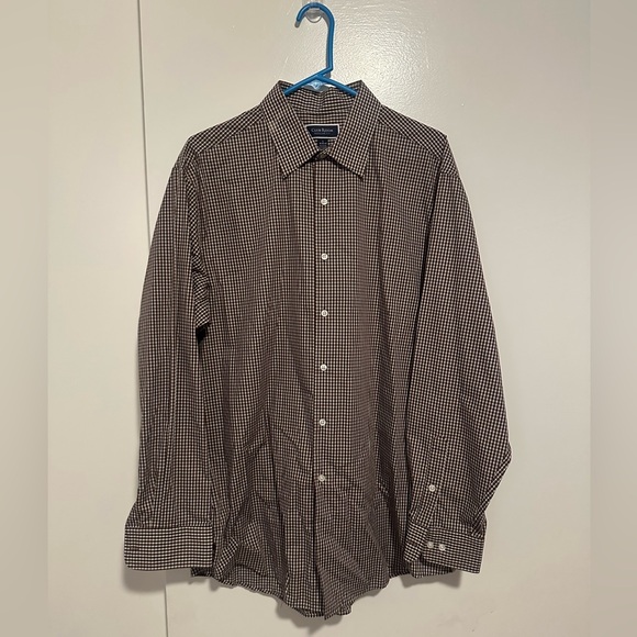 Club Room brown and White Gingham Shirt - Picture 1 of 6